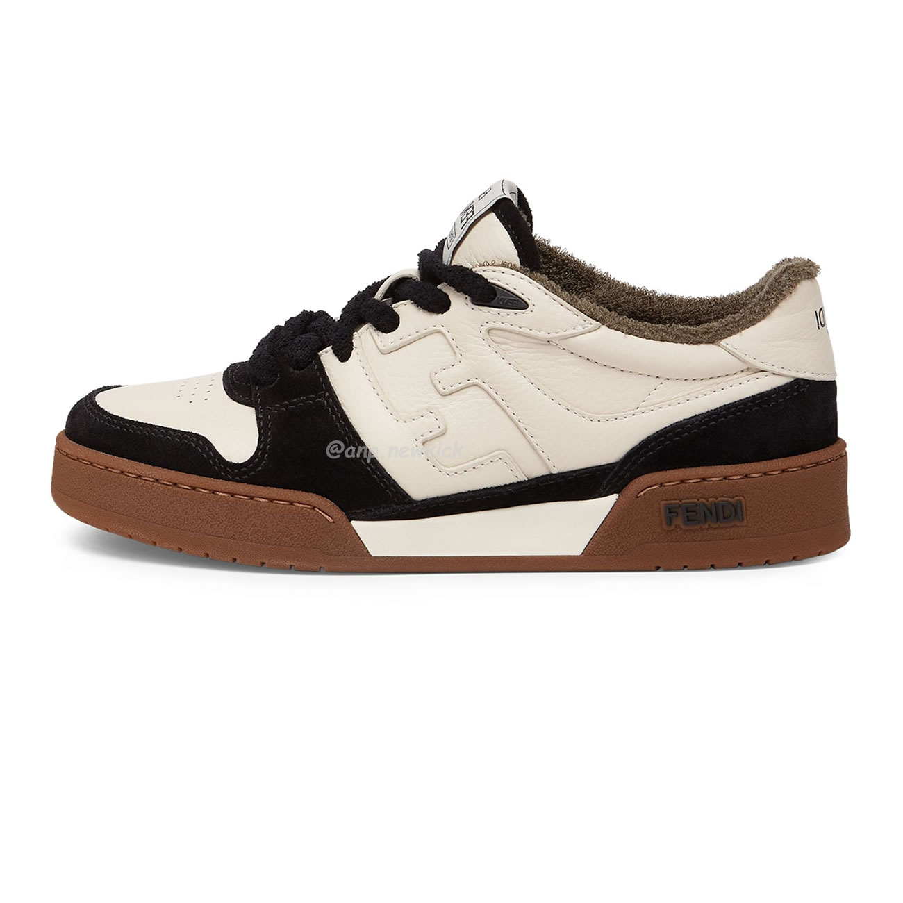 Fendi Match Cream Black White Suede And Leather Low Top Sneakers (13) - newkick.app